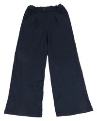 Tmavomodré pruhované teplákové wide leg nohavice C&A