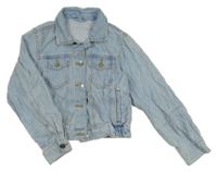 Svetlomodrá rifľová crop bunda Dunnes