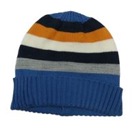 Modro-sivo-tehlová pruhovaná čapica Kids