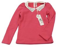 Nové - Fuchsiová mikina s golierikom s kamienkami