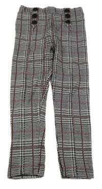 Sivo-čierno-vínové kockované tregíny s gombíkmi Firetrap