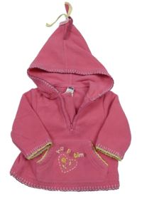 Ružová fleecová mikina so srdcem a kapucňou