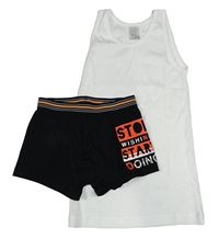 2set - Bílý nátělník + černé boxerky s nápisem