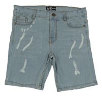 Modré riflové kraťasy s prošoupáním