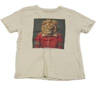 Béžové tričko s lvem Next