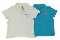 2x polo tričko s číslem - azurové + bílé Orchestra