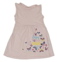 Svetloružové bavlnené šaty s motýly Infinity Kids