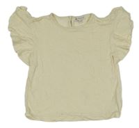 Svetložlté trblietavé tričko s volánikmi C&A