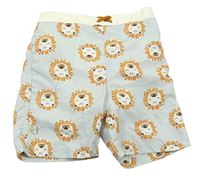 Svetlomodré plážové kraťasy s lvy