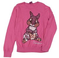 Fuchsiový svetr s Thumperem z flitrů George