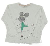 Biele tričko s myškou s flitrami Little Kids