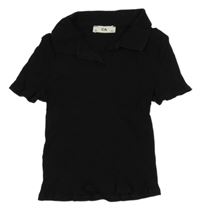 Čierne rebrované polo crop tričko C&A