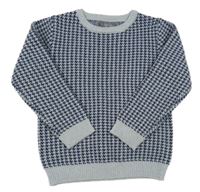 Sivo-tmavomodrý kockovaný sveter Primark