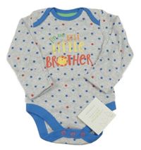 Nové - Šedé melírované body s hvězdami a nápisem s lvem Mothercare