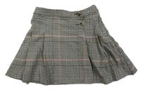 Čierno-béžovo-staroružová kockovaná sukňa H&M