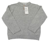 Nové - Šedý melírovaný vlněný svetr s knoflíky M&S