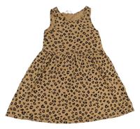 Béžovo-čierne leopardí bavlnené šaty H&M