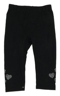 Čierne crop legíny so srdíčky z flitrů Kiki&Koko