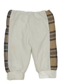 Biele tepláky s béžovým pruhom