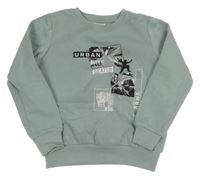 Šedozelená mikina s potlačou Pocopiano