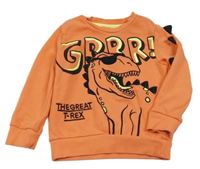 Oranžová mikina s dinem a nápisom a ostny F&F