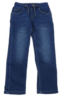 Tmavomodré skinny rifle s úpletovým pasem Topolino