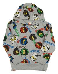 Šedá lehká mikina s Lego Ninjago a kapucí 