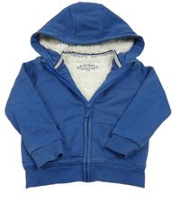 Modrá zateplená propínací mikina s kapucí M&S