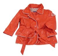 Červený šusťákový jarní kabátek s páskem Mexx