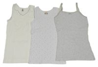 3x košilka - bílá + bílá puntíkatá + šedá melírovaná 