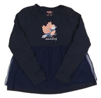 Tmavomodrá tunika s tylem a vtáčikom Lupilu