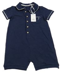 Nové - tmavomodrý kraťasový overal s límečkem George