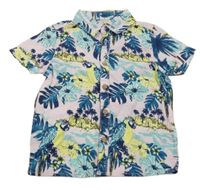 Ružovo-modro-žltá kvetovaná košeľa s papoušky Primark