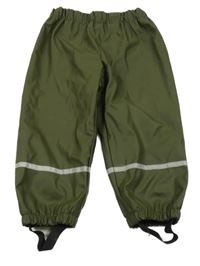 Tmavozelené nepromokavé podšité kalhoty