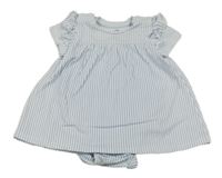 Bílo-světlemodré pruhované šaty s všitým body H&M