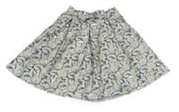 Světlemodro-zlatá kvetovaná kolová sukňa