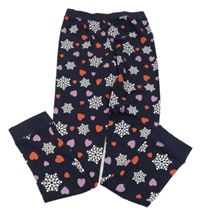 Tmavomodré pyžamové nohavice so srdiečkami a vločkami Miso