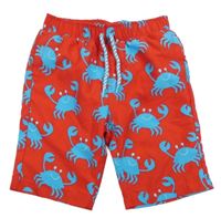 Červené plážové kraťasy s modrými kraby Mothercare