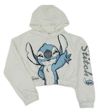 Bílá crop mikina se Stitchem a kapucí Primark