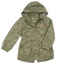 Khaki vzorovaná plátenná jarná parka s kapucňou C&A