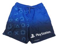 Modro-tmavomodré plážové kraťasy s PlayStatiton