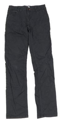 Tmavosivé plátenné skinny fit nohavice hema