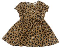 Hnedé šaty s leopardím vzorom E-Vie