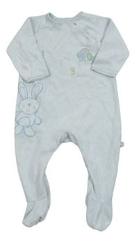 Svetlomodrý zamatový overal s králikom Mothercare