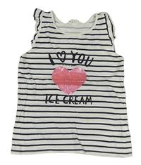 Tmavomodro-biely pruhovaný top so srdiečkom H&M
