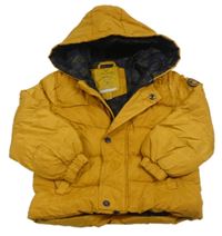 Hořčicová šusťáková zimní bunda s kapucí Threadcub