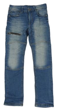 Svetlomodré skinny fit rifle so zipsom H&M