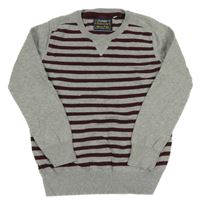 Sivo-vínový pruhovaný sveter C&A