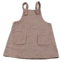 Fialovo-biele kockované na traké vlnené šaty Next