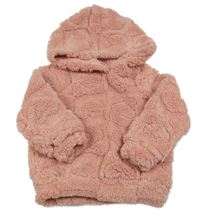 Ružová chlpatá mikina so srdiečkami a kapucňou